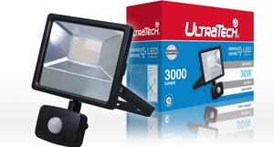 UltraTech LED reflektor mozgásérzékelővel 30Watt 3000 lumen IP65 30000 óra FL3000BKPS