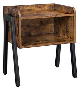 Rusztikus kis asztal, ipari stílusú éjjeliszekrény nagy rekesszel 42 x 52 x 35 cm | VASAGLE