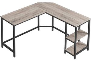 Számítógépes asztal, L-alakú sarokasztal, Íróasztal, szürke, 138 x 138 x 75 cm | VASAGLE