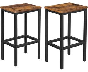 Bárszék, magas konyhai szék 2 db-os készlet, 40 x 30 x 65 cm rusztikus barna - | VASAGLE