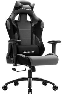 SONGMICS Irodai szék, Gamer szék magas háttámlával, fekete/szürke