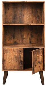 Retro könyvespolc, 2 szintes tárolószekrény ajtókkal, rusztikus barna | VASAGLE