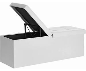 SONGMICS Összecsukható ülésláda, tároló pad 120L, 110 x 38 x 38 cm, Fehér
