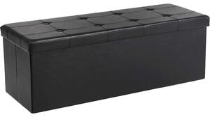SONGMICS Tároló pad, összecsukható, teherbírás akár 300 kg, műbőr, fekete 110x38x38 cm