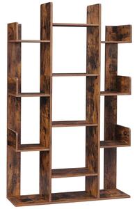 Könyvespolc, fa alakú könyvespolc 13 tároló polccal, 86 x 25 x 140 cm | VASAGLE