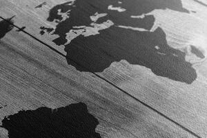 Parafa kép térkép fa háttéren fekete fehérben