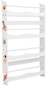 SONGMICS Gyerek falra szerelhető könyvespolc, gyerekszobai tároló 80 x 111,8 x 11,5 cm fehér