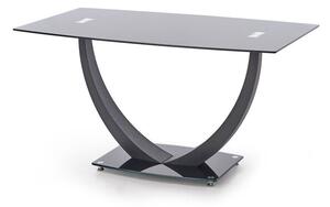 Asztal Houston 114 Fekete, 75x80x140cm, Edzett üveg, Fém