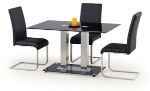 Asztal Houston 126Fekete, Ezüst, 74x80x130cm, Edzett üveg, Fém