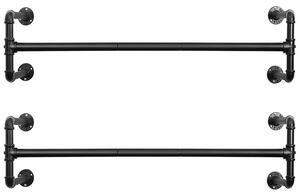 Falra szerelhető ruhatartó, fali ruhaakasztó 2 db-os készlet 110x30x29,3 cm, fekete
