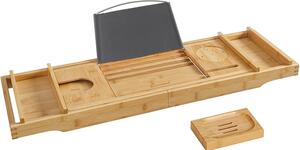 SONGMICS Bambusz fürdokádra helyezhető tálca 75-109 cm