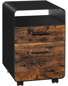 SONGMICS Irodai iratszekrény, gurulós iratszekrény 40 x 58,7 x 45 cm, fekete és rusztikus barna