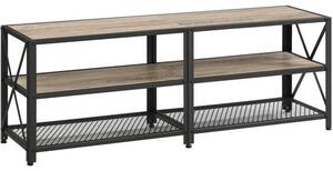 VASAGLE TV-asztal polcokkal, acélkerettel, 140 x 52 x 39 cm, greige és fekete