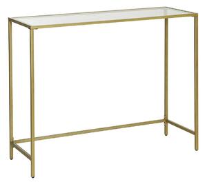 Üveg konzolasztal 100x80x35 cm, asztal állítható lábakkal, arany