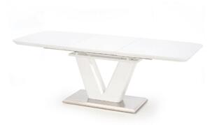 Asztal Houston 265, Fényes fehér, 77x90x160cm, Hosszabbíthatóság, Közepes sűrűségű farostlemez