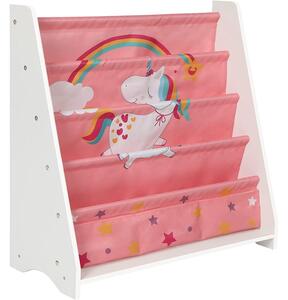 SONGMICS gyerek könyvespolc, 5 szintes játékrendező, fehér-rózsaszín