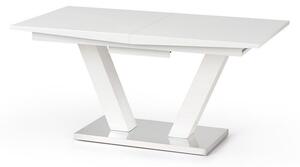 Asztal Houston 297, Fényes fehér, 76x90x160cm, Hosszabbíthatóság, Közepes sűrűségű farostlemez, Fém