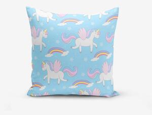 Blue Background Unicorn Rainbows pamutkeverék párnahuzat, 45 x 45 cm - Minimalist Cushion Covers