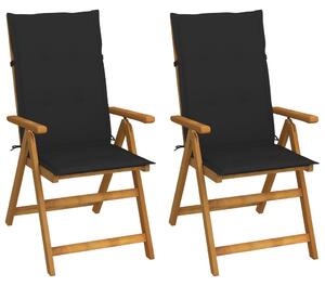 2 db dönthető tömör akácfa kerti szék párnákkal