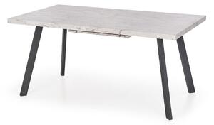Asztal Houston 348, Fekete, Fehér márvány, 76x90x160cm, Hosszabbíthatóság, Közepes sűrűségű farostlemez, Fém