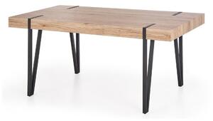 Asztal Houston 354, San remo tölgy, Fekete, 76x90x170cm, Közepes sűrűségű farostlemez, Fém