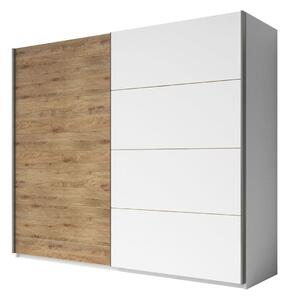 Gardróbszekrény Levruvu 101, Laminált forgácslap, 210x270x61cm, Tölgy, Fehér