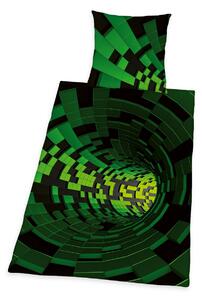Herding 3D effect pamut ágyneműhuzat zöld, 140 x 200 cm, 70 x 90 cm
