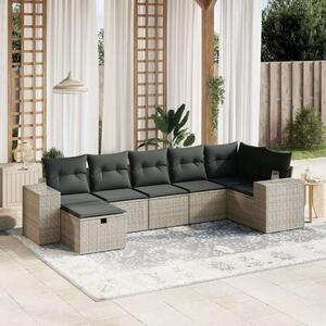 VidaXL Polyrattan Kerti Ülőgarnitúra - 7 részes - Szürke
