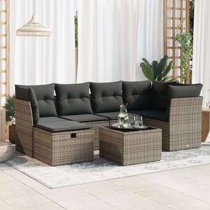 VidaXL Polyrattan Kerti Ülőgarnitúra - 7 részes - Szürke