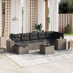 VidaXL Polyrattan Kerti Ülőgarnitúra - 8 részes - Szürke