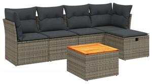 VidaXL Polyrattan Kerti Ülőgarnitúra - 6 részes - Szürke