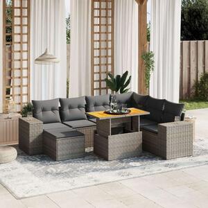 VidaXL Polyrattan Kerti Ülőgarnitúra - 8 részes - Szürke