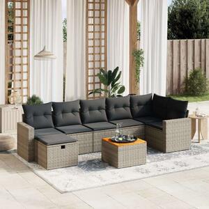 Polyrattan Kerti Ülőgarnitúra - 8 részes - Szürke