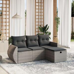 VidaXL Polyrattan Kerti Ülőgarnitúra - 4 részes - Szürke