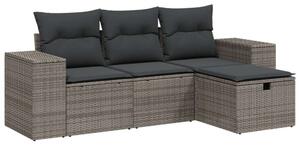 Polyrattan Kerti Ülőgarnitúra - 4 részes - Szürke
