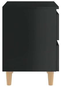VidaXL 2 db magasfényű fekete éjjeliszekrény fenyő lábakkal 40x35x50cm
