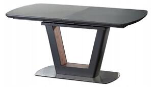 Asztal Houston 722, Antracit, Dió, 76x90x160cm, Hosszabbíthatóság, Edzett üveg, Közepes sűrűségű farostlemez, Közepes sűrűségű farostlemez, Fém