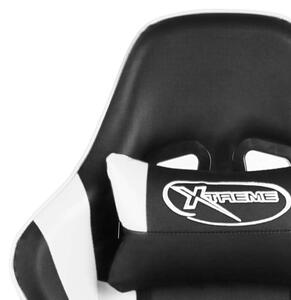 VidaXL műbőr PVC forgó Gamer szék lábtartóval #fekete-fehér