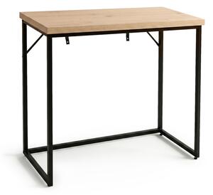 AKORD ORIGO 90 cm konzolasztal loft stílusú dió artisan laminált fekete fém lábakkal
