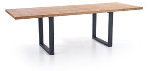 Asztal Houston 710, Tölgy, Fekete, 76x90x160cm, Hosszabbíthatóság, Laminált forgácslap, Fém
