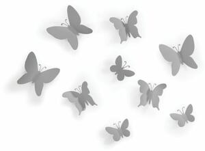 MARIPOSA szürke 9db-os pillangó faldekoráció