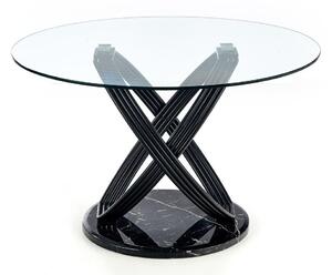 Asztal Houston 938, Fekete márvány, Fekete, 77cm, Edzett üveg, Fém, Közepes sűrűségű farostlemez