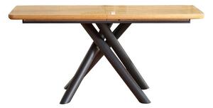 Asztal Houston 880, Tölgy, Fekete, 75x90x160cm, Hosszabbíthatóság, Közepes sűrűségű farostlemez, Természetes fa furnér, Fém