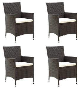 4 db barna polyrattan kerti szék párnával