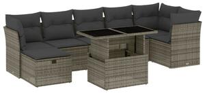 VidaXL Polyrattan Kerti Ülőgarnitúra - 8 részes, Szürke