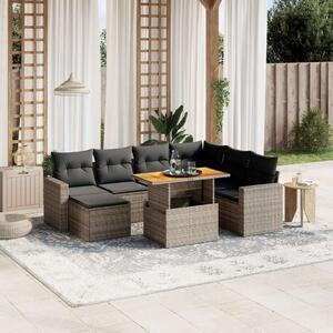 VidaXL Polyrattan Kerti Ülőgarnitúra - 8 részes, Szürke