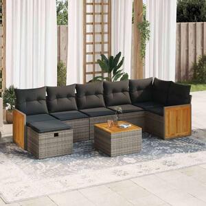 VidaXL Polyrattan Kerti Ülőgarnitúra - 8 részes - Szürke