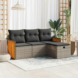 VidaXL Polyrattan Kerti Ülőgarnitúra - 4 részes - Szürke