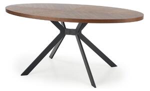 Asztal Houston 1005, Dió, Fekete, 75x90x170cm, Közepes sűrűségű farostlemez, Természetes fa furnér, Fém