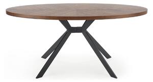 Asztal Houston 1005, Dió, Fekete, 75x90x170cm, Közepes sűrűségű farostlemez, Természetes fa furnér, Fém